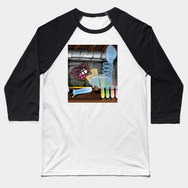 Cartoon Science Lab Baseball T-Shirt by nickemporium1